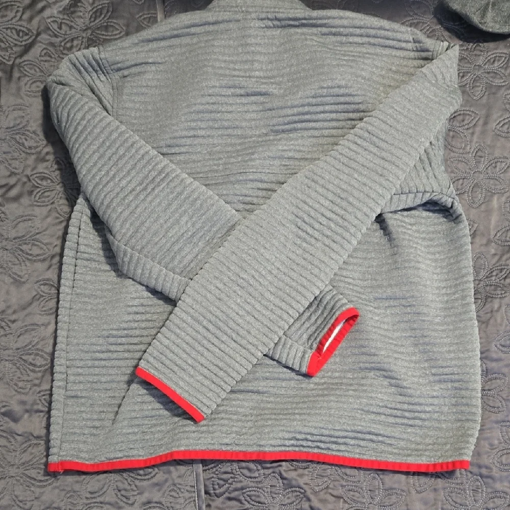 L.L. Bean Striped Gray and Red Shirt - Picture 3 of 3